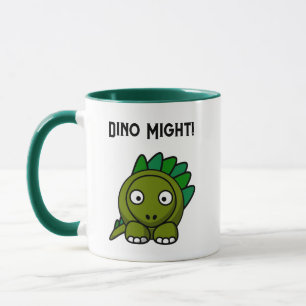 Söt Grön Stegosaurus Tecknad Film med Rolig Dino P Mugg
