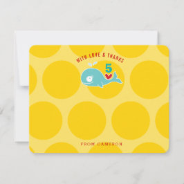 Söt grön tecknad val pojke födelsedagsfest foto tack kort