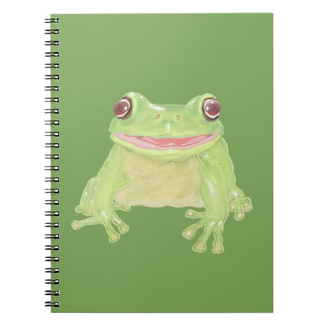 Söt Grön Trädgrod - genomskinlig.  Anteckningsbok (Framsidan)