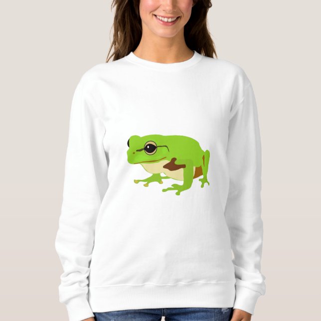 Söt Grön Trädgroda T Shirt (Framsida)