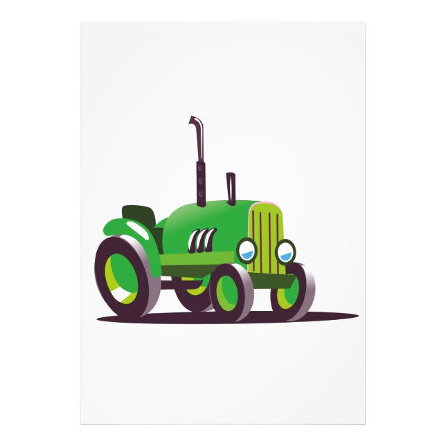 Söt grön traktor fototryck (Framsidan)
