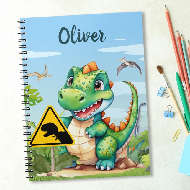 Söt Grön Trex Dinosaurie Personlig Anteckningsbok (Skapare uppladdad)