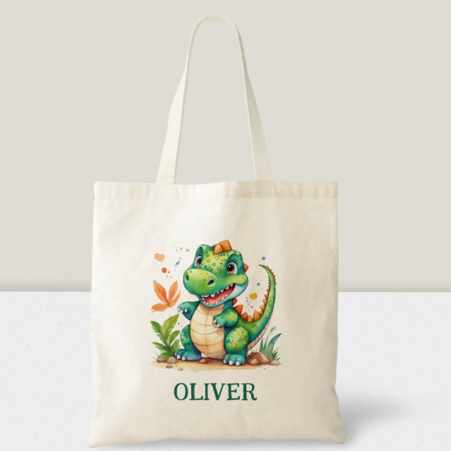 Söt Grön Trex Dinosaurie Personlig Tygkasse (Skapare uppladdad)