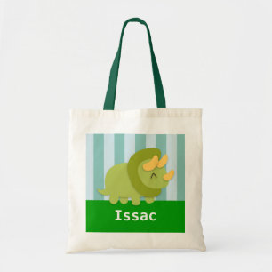 Söt grön Triceratops-dinosaurie barn toteväska Tygkasse