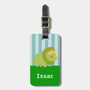 Söt grön Triceratops-dinosaurie för barn Bagagebricka