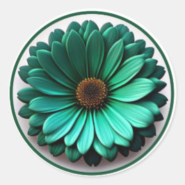 Söt Grönt blomma #1 Runt Klistermärke