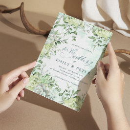 Söt Grönt Blommigt Elegant Eucalyptus Bröllop Inbjudningar