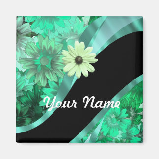 Söt grönt blommönster magnet
