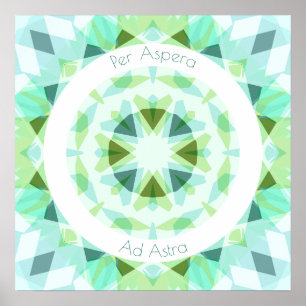 Söt Grönt Blue per Aspera och Astra Motivational Poster