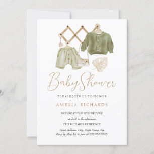 Söt Grönt Boho Nursery Decor Baby Shower Inbjudningar