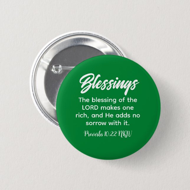 Söt Grönt Christian Faith Blessings Bible Verse Knapp (Framsida & baksida)