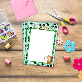 Söt Grönt färg med tassar söta kattungar på 4 tum  Post-it Block