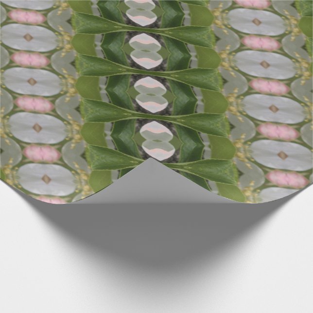 Söt grönt grått- vit och rosa korall mönstrad presentpapper (Hörn)