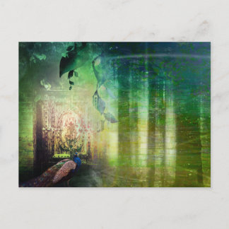 Söt Grönt Grind Paradise Peacock Forest Vykort