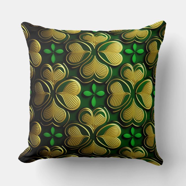 SÖT GRÖNT & GULD IRISH CELTIC KNOTS KUDDE (Framsida)