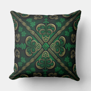 SÖT GRÖNT & GULD IRISH CELTIC KNOTS KUDDE