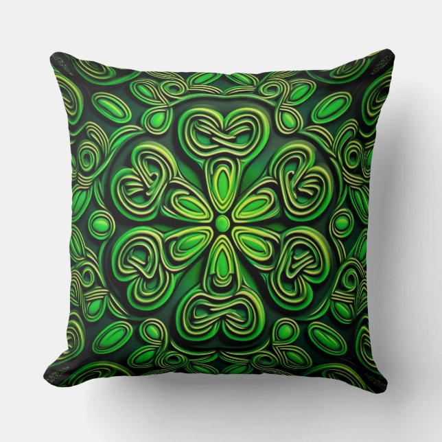 SÖT GRÖNT & GULD IRISH CELTIC KNOTS KUDDE (Framsida)