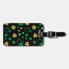 SÖT GRÖNT & GULD IRISH SHAMROCKS & HEARTS BAGAGEBRICKA