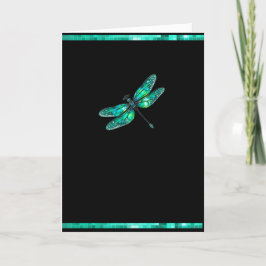 Söt Grönt HoloGraph Dragonfly Greeting Card Meddelande
