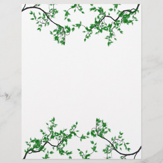 Söt Grönt Löv Gräns Stationery (Framsida)