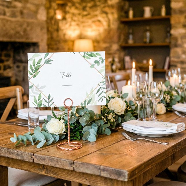Söt grönt löv med ett bordsnummer-kort inbjudningar (Pretty green leaves Single table number card.)