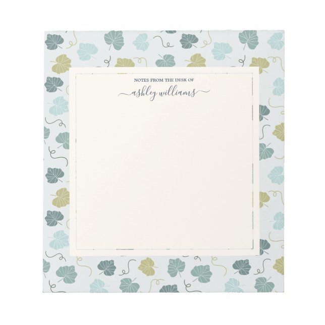 Söt Grönt Löv Mönster från skrivbordet Anteckningsblock (Framsida)