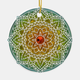 Söt Grönt och Red Mandala jul Ornament