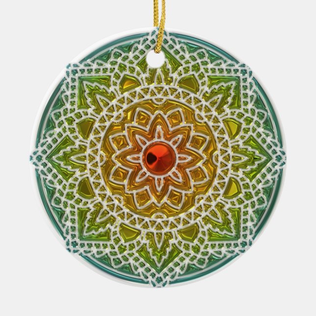 Söt Grönt och Red Mandala jul Ornament (Framsidan)