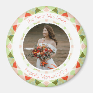 Söt Grönt Red Bröllop Keepsaké Photo Gift Magnet