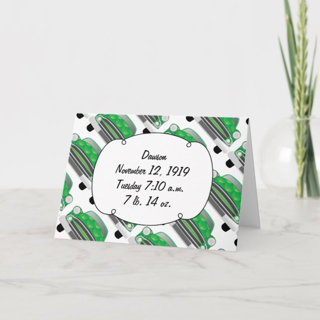 Söt Grönt Retro-bilskuvrar för barn Inbjudan (Framsida)