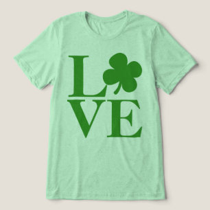 Söt Grönt Shamrock Kärlek St patricks day T-shirt I Triblend-tyg