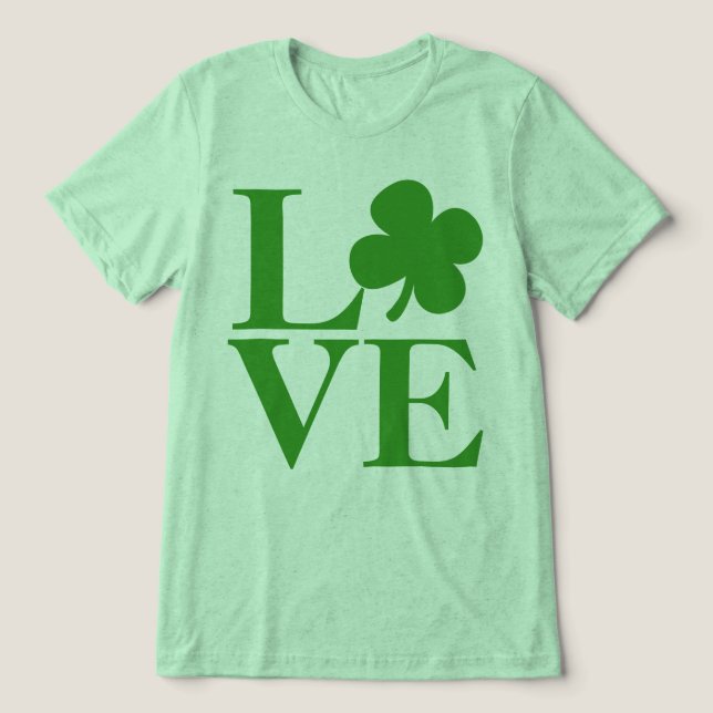 Söt Grönt Shamrock Kärlek St patricks day T-shirt I Triblend-tyg (Design Framsida)