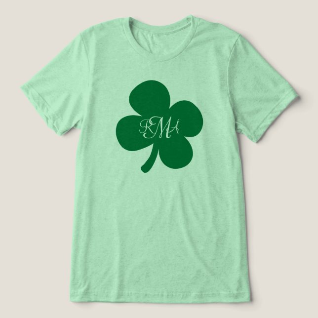 Söt Grönt Shamrock Monogrammed Personlig T-shirt (Design Framsida)