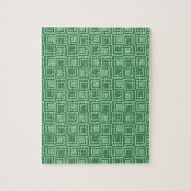 Söt Grönt Squares Retro Mönster Gifts Pussel (Vertikal)