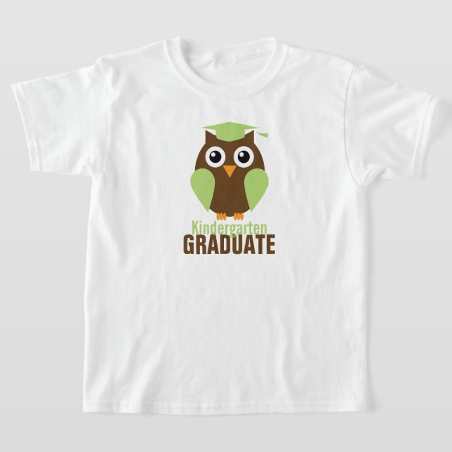 Söt Grönt Uggla Kindergarten Student T Shirt (Laydown)