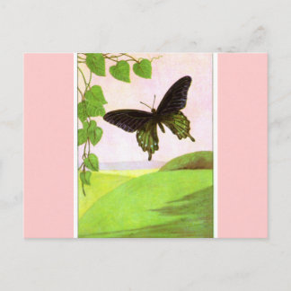 Söt Grönt Vintage Butterfly Vykort