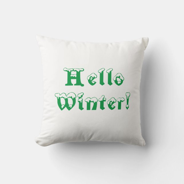 Söt Grönt & White "Hej Winter" Dekorativ kudde (Framsida)
