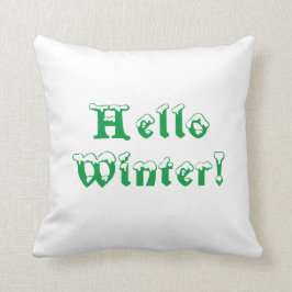 Söt Grönt & White "Hej Winter" Dekorativ kudde