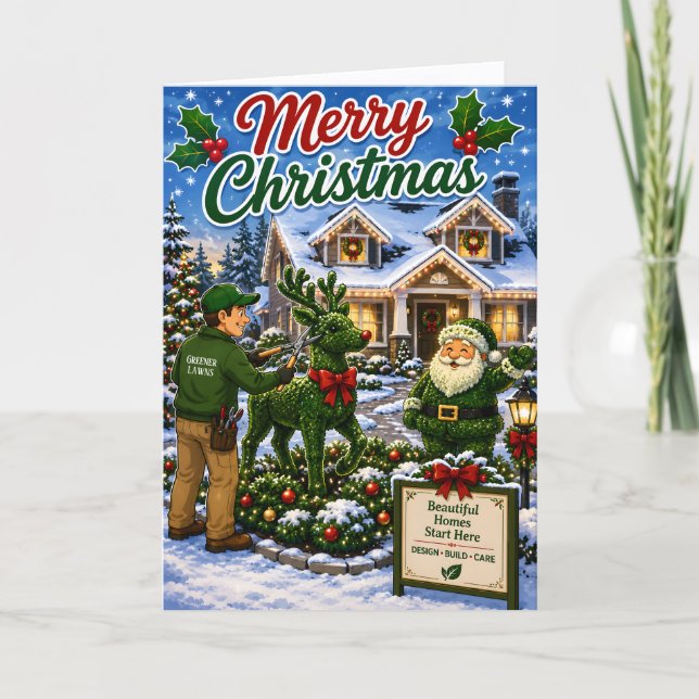 Söt Grönyteskötsel Landskapsarkitektur Jul Helgkort (Framsida)