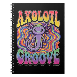 Söt Groovy Hippie Axolotl Retro 70-tal Regnbågs Ko Anteckningsbok