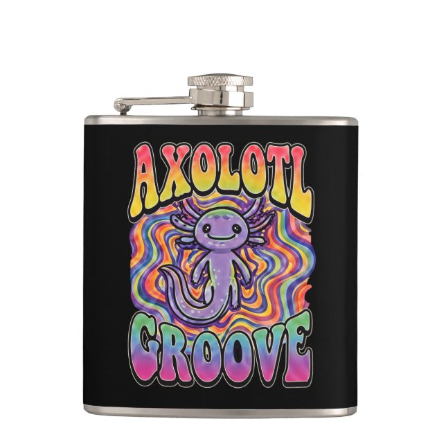 Söt Groovy Hippie Axolotl Retro 70-tal Regnbågs Ko Fickplunta (Framsidan)