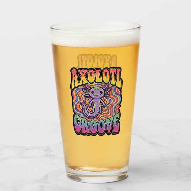 Söt Groovy Hippie Axolotl Retro 70-tal Regnbågs Ko Glaskopp (Framsida fylld)