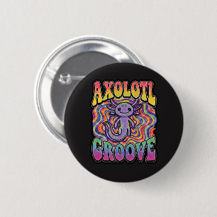 Söt Groovy Hippie Axolotl Retro 70-tal Regnbågs Ko Knapp