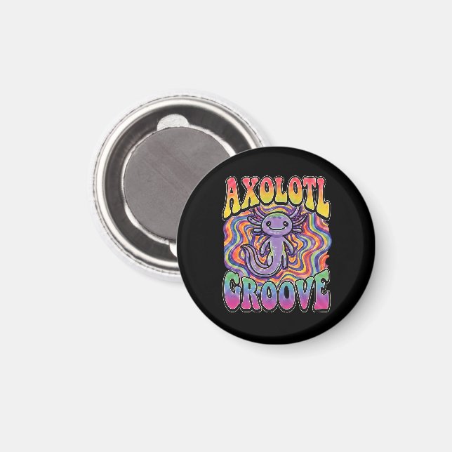 Söt Groovy Hippie Axolotl Retro 70-tal Regnbågs Ko Magnet (Front/Back)