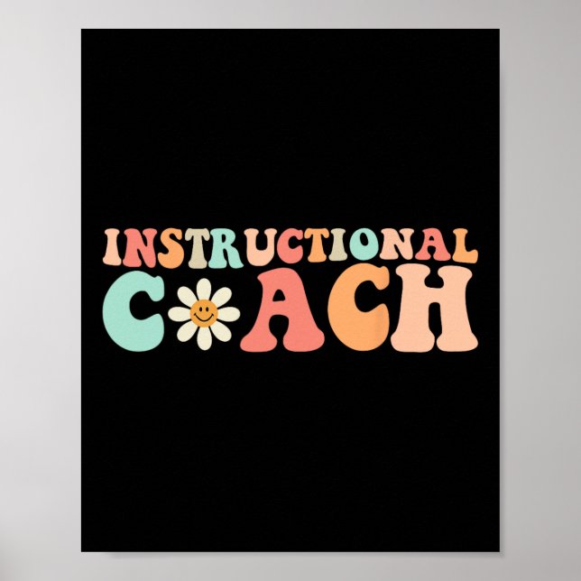 Söt Groovy Instruktionscoach Crew Retro Tillbaka T Poster (Framsidan)