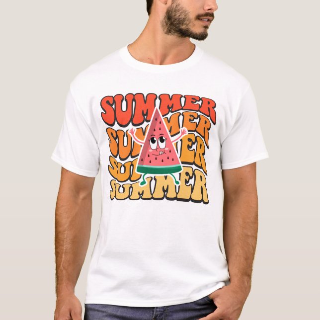 Söt Groovy Retro Sommar Vattenmelon Party T Shirt (Framsida)