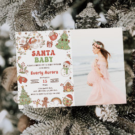 Söt Groovy Tomte Jul Bebis Dusch Foto Inbjudningar