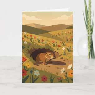 Söt Groundhog Day Önskar våren! Kort