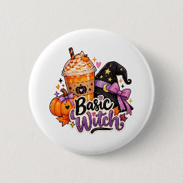 Söt Grundläggande Häxa Halloween-knapp Knapp