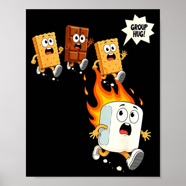 Söt gruppsumme marshmallow lägereld smörgåstårta c poster (Framsidan)